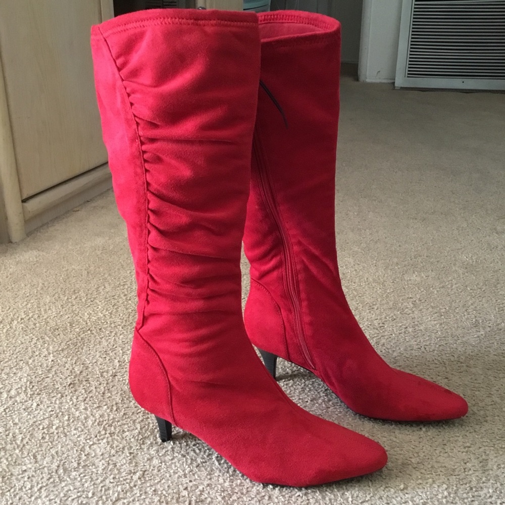 New East 5th Red Knee High Boots